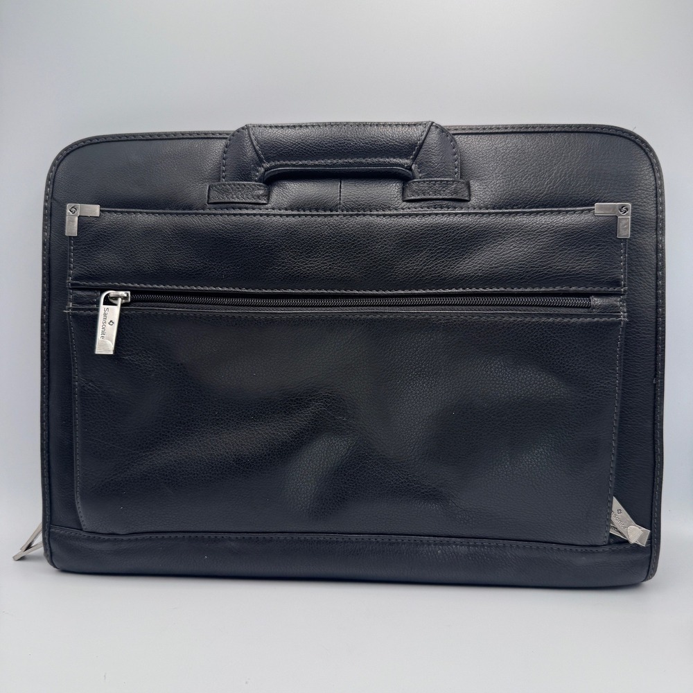 Samsonite Black Faux‎ Leather Laptop Briefcase Sleeve Retractable Handle Bag